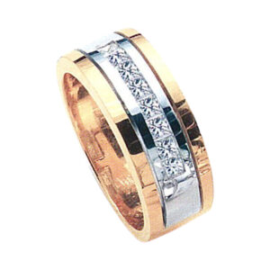Elegant Men's Ring in 14K Gold with 0.70 Carats of Princess-Cut Diamonds and it is available in 14k, 18k, and Platinum