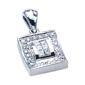 Exquisite 18K Gold Pendant with 6 Princess-Cut and 22 Round-Cut Diamonds and it is available in 14k, 18k, and Platinum