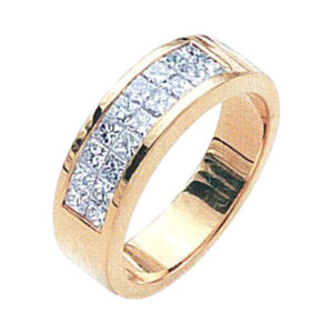 Luxurious 18K Gold Band with 0.85 Carats of Princess-Cut Diamonds and it is available in 14k, 18k, and Platinum