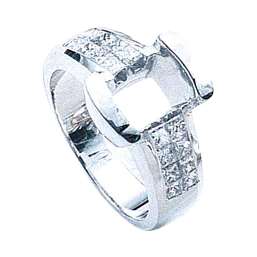 Regal Engagement Ring in 18K Gold with 16 Princess-Cut Diamonds 1.00 Carat and it is available in 14k, 18k, and Platinum