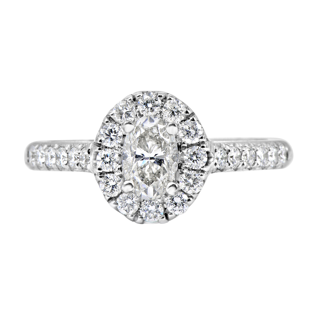 Serena 18k White Gold Oval Diamond Engagement Ring (1/2 ctw)